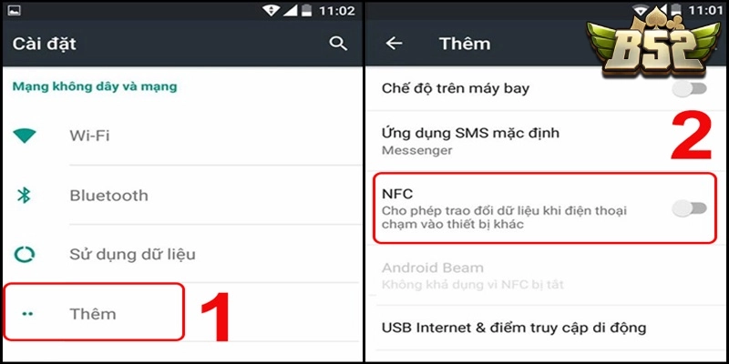 Thao tác kích hoạt tính năng NFC trên điện thoại Android